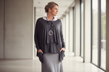 Load image into Gallery viewer, Double Pocket Layer Jumper in Slate - Feathers Of Italy 
