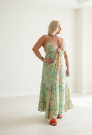 Feathers of Italy boho Capri backless sundress in green