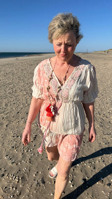 Capri Bohemian Embroidered Kaftan Dress with Tassel Detail