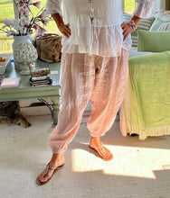 Load image into Gallery viewer, Garment Dyed Linen Balloon Trousers In Pink | Feathers Of Italy 
