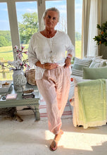 Load image into Gallery viewer, Garment Dyed Linen Balloon Trousers In Pink | Feathers Of Italy 
