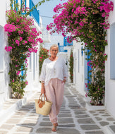 Garment Dyed Linen Balloon Trousers In Pink | Feathers Of Italy 