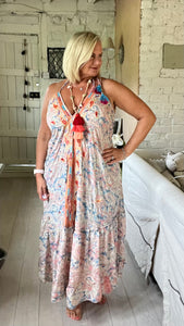 Capri backless sundress in Blue Italian sundress by Feathers Of Italy 