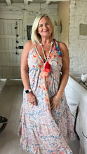 Load image into Gallery viewer, Capri backless sundress in Blue Italian sundress by Feathers Of Italy 
