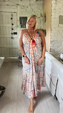 Load image into Gallery viewer, Capri backless sundress in Blue Italian sundress by Feathers Of Italy 
