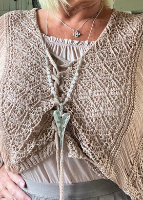 Silver Heart and Pink Bead necklace by Feathers Of Italy