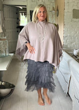 Load image into Gallery viewer, Sorrento Italian Women Layered Tulle Long Skirt UK Naples Ladies Fashion High Waist Solid Colour Frill Trim Ruffle Midi Skirt in Grey
