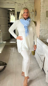 Ladies Capri 2 piece lounge set Versace inspired in powder blue and white