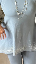 Load image into Gallery viewer, Ladies Capri 2 piece lounge set Versace inspired in powder blue
