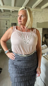 Silver Feather slim Belt One Size 
