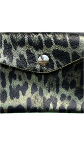 Limited Edition Metallic Leopard Print Green Small Purse - 15x9cm