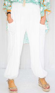 LINEN STYLE TROUSER IN WHITE