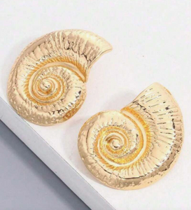Gold Textured Nautilus Shell Earrings