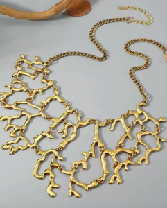 Gold Coral Reef Statement Necklace