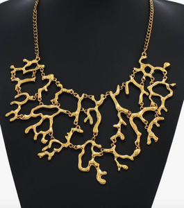 Gold Coral Reef Statement Necklace
