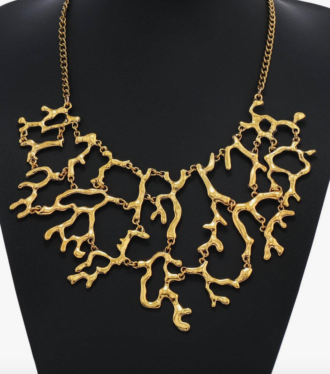 Gold Coral Reef Statement Necklace