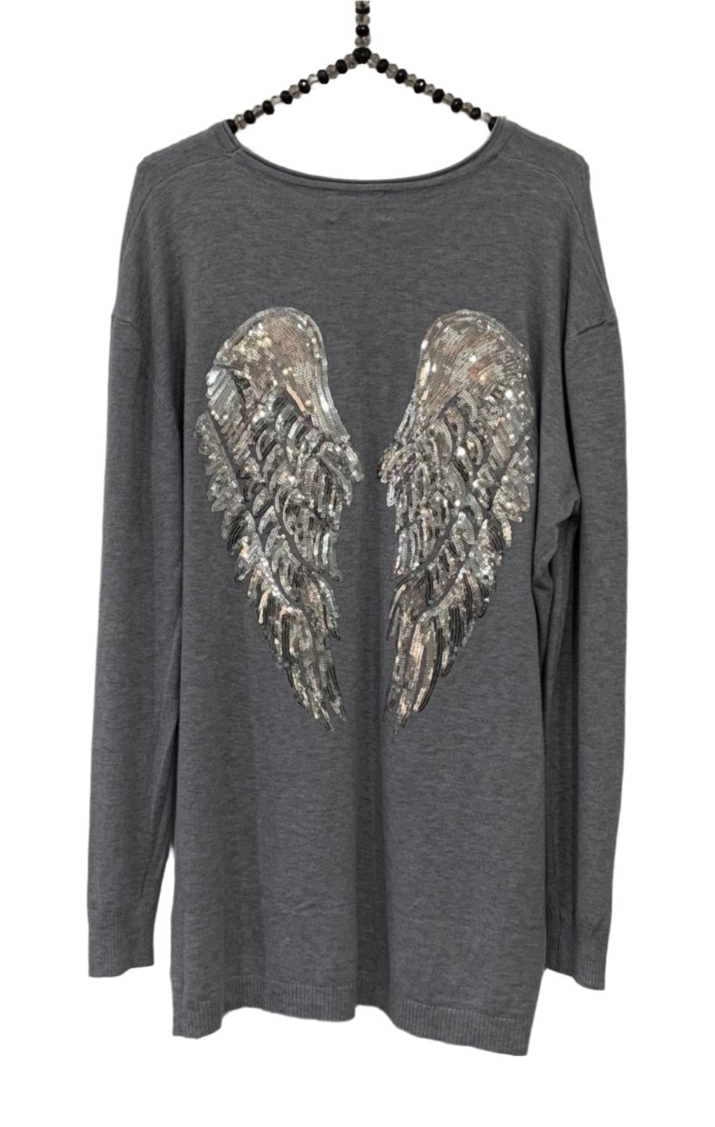 Limited Edition Angels Batwing Jumper In Grey Made In Italy By