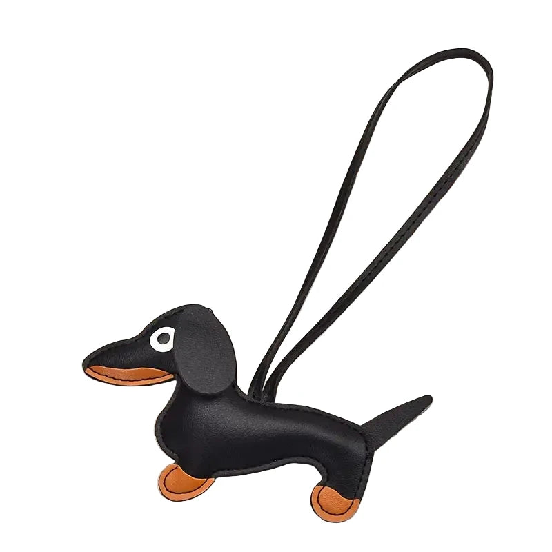 Cute Black and Tan Dachshund PU Leather Keychain