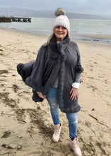 Load image into Gallery viewer, Limited Edition Luxury Grey Faux Fur Cape by Feathers Of Italy One Size - Feathers Of Italy 
