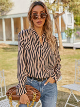 Load image into Gallery viewer, Capri Zebra Striped Notched Blouse
