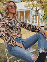 Load image into Gallery viewer, Capri Zebra Striped Notched Blouse
