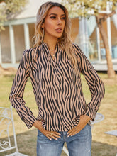 Load image into Gallery viewer, Capri Zebra Striped Notched Blouse
