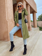 Load image into Gallery viewer, Naples Simplee PU Leather Button Through Buckle Belt Coat - Army Green

