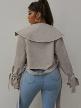 Load image into Gallery viewer, Capri Lapel Neck Belted Crop Jacket - Silver

