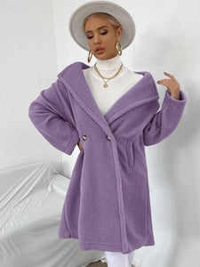 Florence Open Front Teddy Coat - Lilac feathers of italy