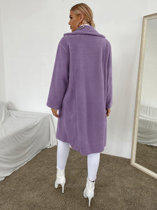 Florence Open Front Teddy Coat - Lilac feathers of italy