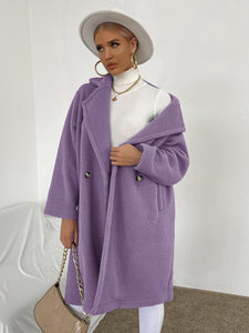 Florence Open Front Teddy Coat - Lilac