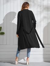 Black belted duster coat outlet