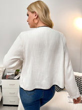 Load image into Gallery viewer, Naples Contrast Binding Flap Detail Trim Blazer - White by Feathers Of Italy 
