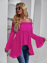 Load image into Gallery viewer, Feathers Of Italy Pompeii Off-shoulder Flounce Sleeve High Low Blouse
