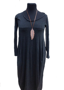 Nia Pouch Maxi Dress in Slate - Feathers Of Italy 