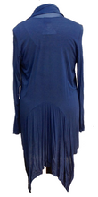 Load image into Gallery viewer, Silk and Jersey Flute layered front detail Cardigan Wrap in  Navy - Feathers Of Italy 
