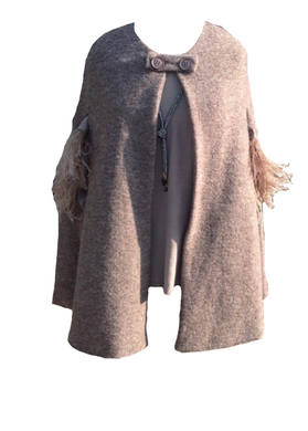 Mantella Di Lana Wool Cape in Mocha - Feathers Of Italy 