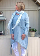 Angelina linen Tunic Dress in Sky Blue Made In Italy By Feathers Of Italy One Size | Feathers Of Italy 