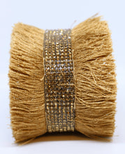 Load image into Gallery viewer, Bari Fringe Diamante Encrusted Cuff Bracelet in Caramel - Feathers Of Italy | Feathers Of Italy 
