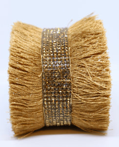 Bari Fringe Diamante Encrusted Cuff Bracelet in Caramel - Feathers Of Italy | Feathers Of Italy 