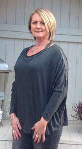 Boa Layer Seqin Top in Slate | Feathers Of Italy 