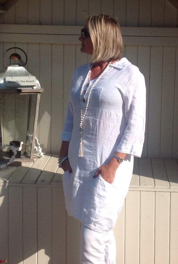 Bonavento Linen Dress in White Or Pink Made In Italy By Feathers Of It Feathers Of Italy Bonavento Linen Dress in White Or Pink Made In Italy By Feathers Of It Feathers Of Italy