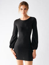 Load image into Gallery viewer, Rinascimento Dress - Low Back In Black Shimmer - Feathers Of Italy 
