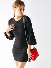 Load image into Gallery viewer, Rinascimento Dress - Low Back In Black Shimmer - Feathers Of Italy 
