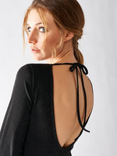 Load image into Gallery viewer, Rinascimento Dress - Low Back In Black Shimmer - Feathers Of Italy 
