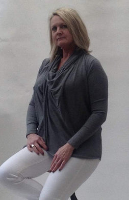 Cala d'Oliva Twist Jumper in Grey Marl | Feathers Of Italy 