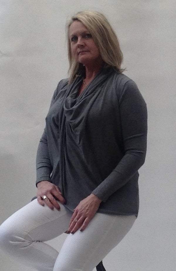 Cala d'Oliva Twist Jumper in Grey Marl | Feathers Of Italy 