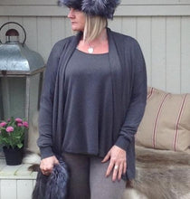 Load image into Gallery viewer, Cardigan with Under Top in Slate | Feathers Of Italy 
