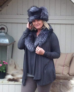 Cardigan with Under Top in Slate | Feathers Of Italy 