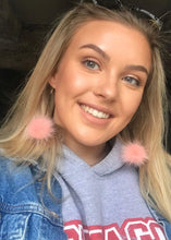 Load image into Gallery viewer, Cute Fur Pom Pom Earings in Three Colours Made In Italy By Feathers Of Italy | Feathers Of Italy 

